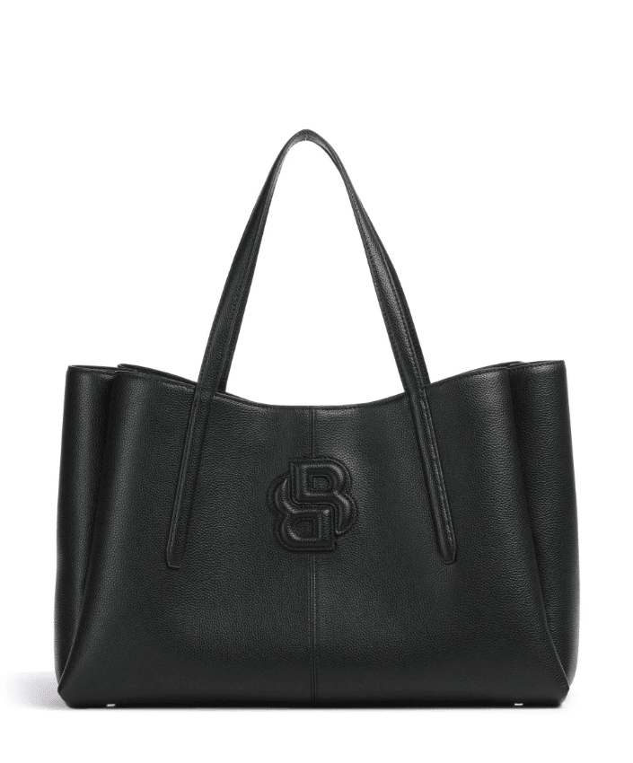 Boss Black Anett Double B Logo Grained Leather Tote Bag
