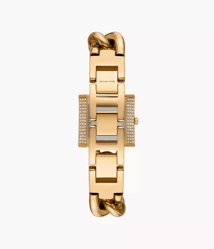 Mini Lock Pavé Gold-Tone Chain Watch MK4711