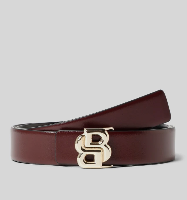 Boss Black Burgundy B Icon Belt 10245669