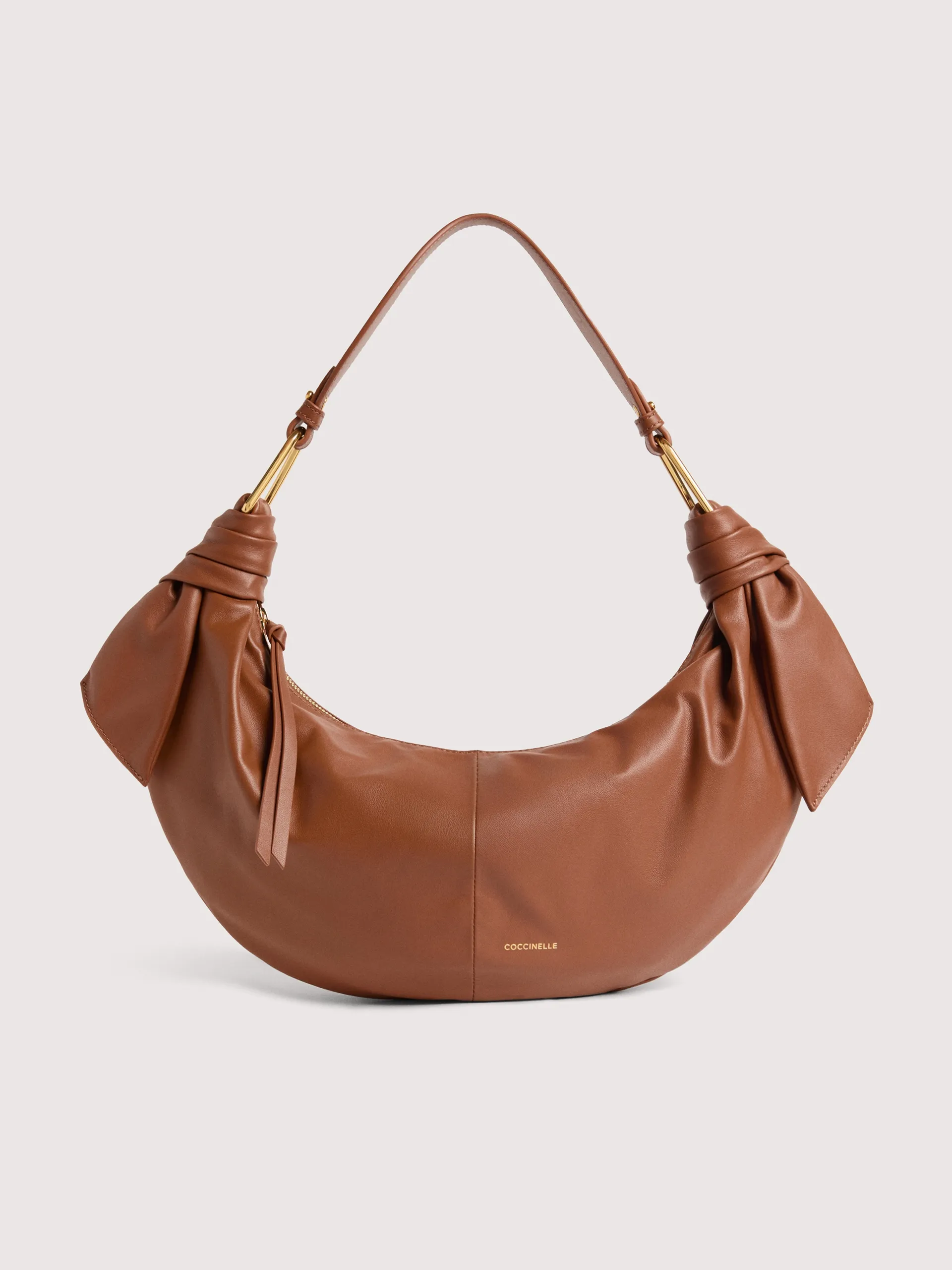 Furoshki Brown Leather Hobo Shoulder Bag E1U1A130201