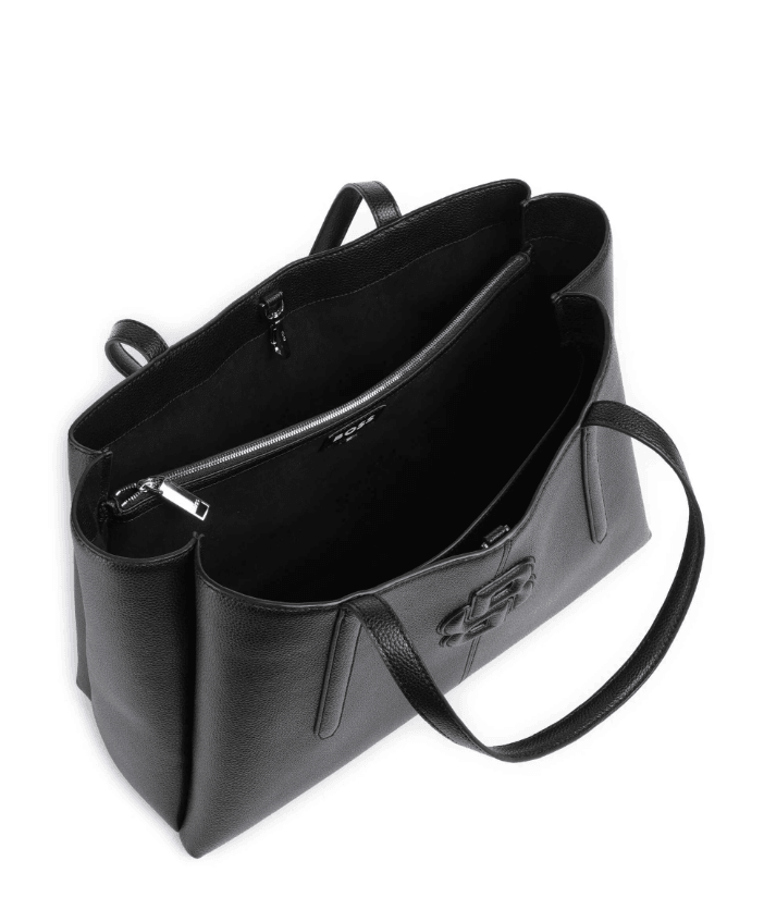 Boss Black Anett Double B Logo Grained Leather Tote Bag