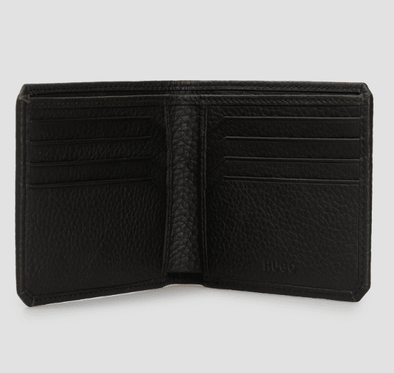 Hugo Red Nesh 8 Hard Black Leather Wallet 1023636601 