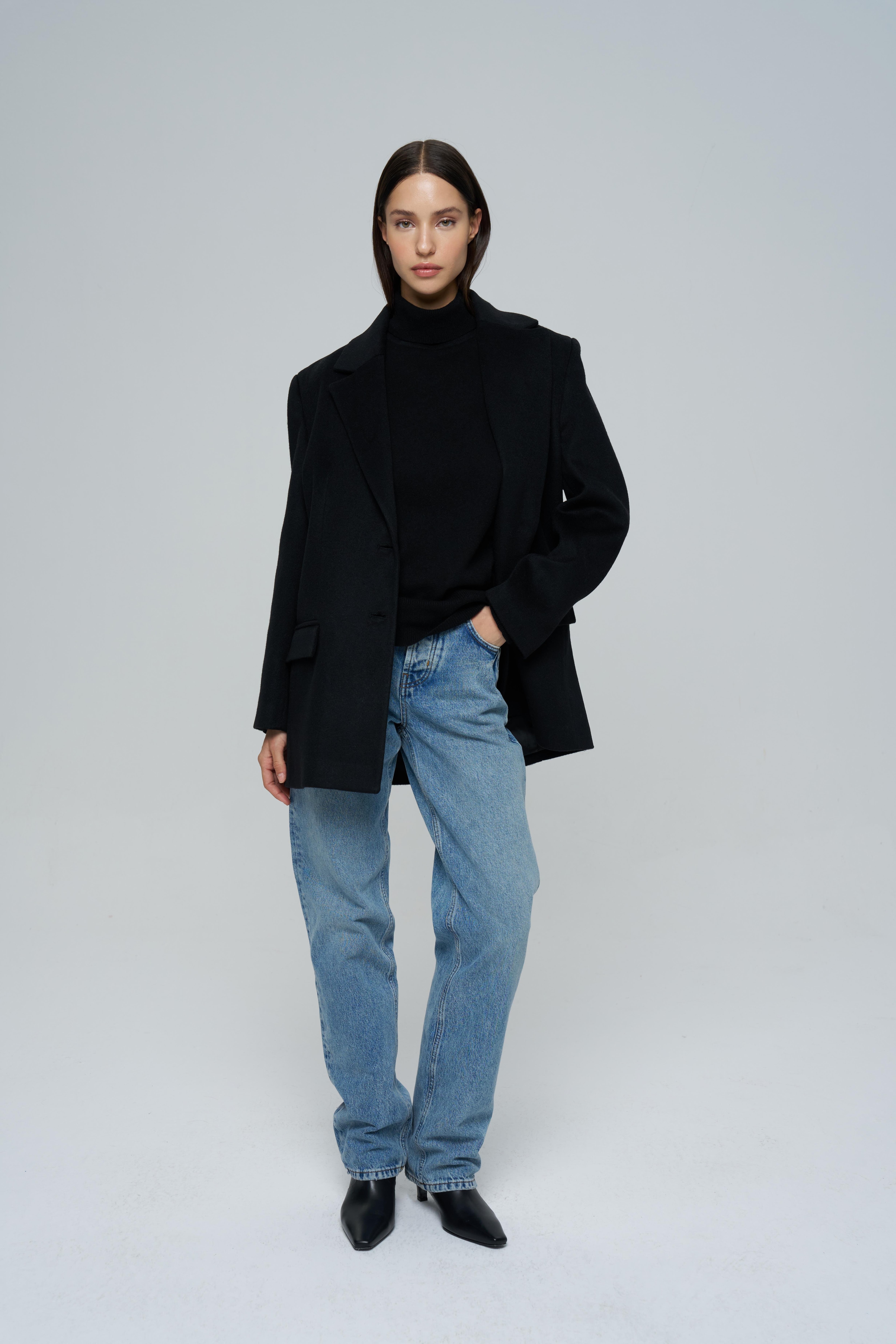 Black Daddy Wool Coat 