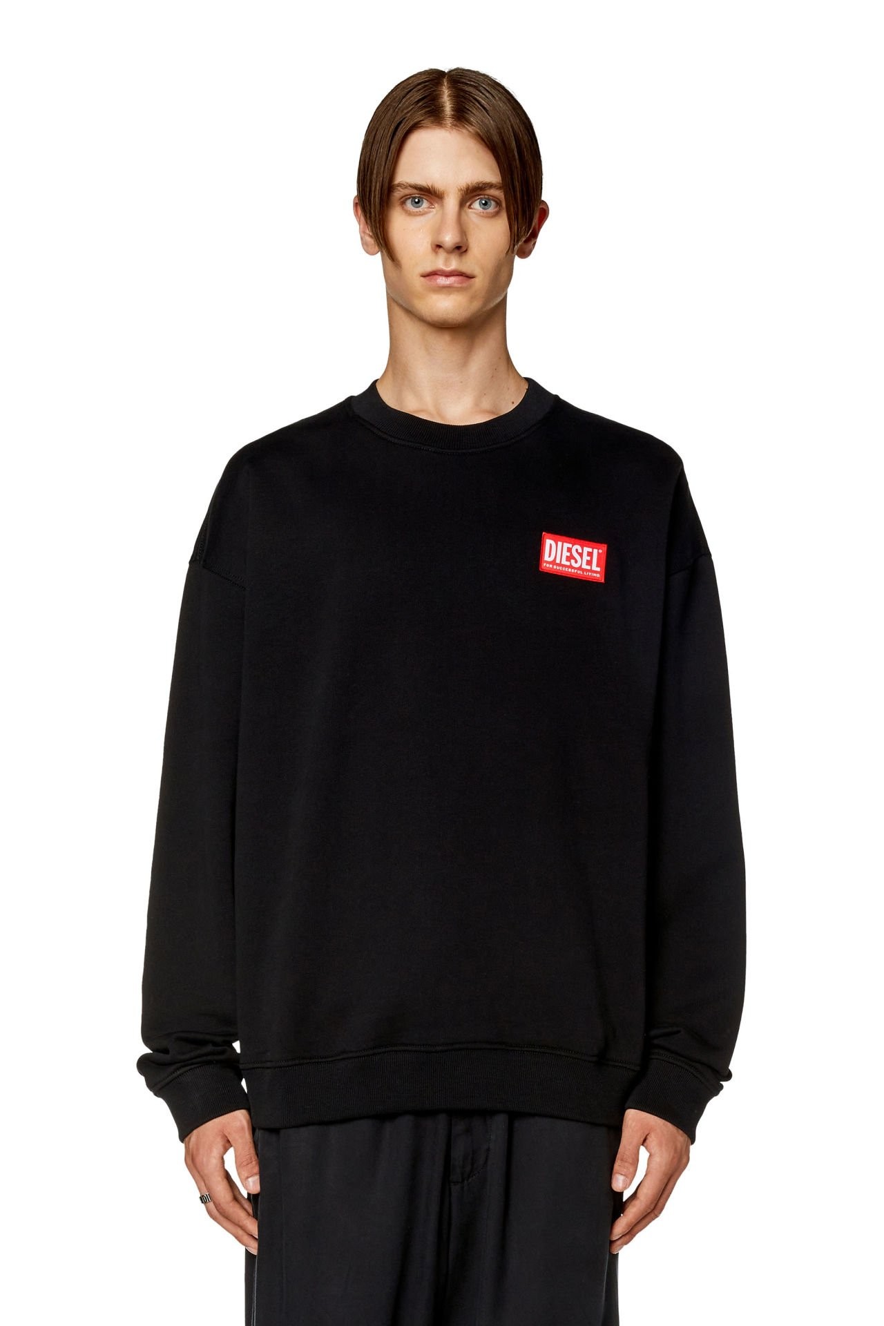 DIESEL S-NLABEL-L1 SWEATSHIRT BLK