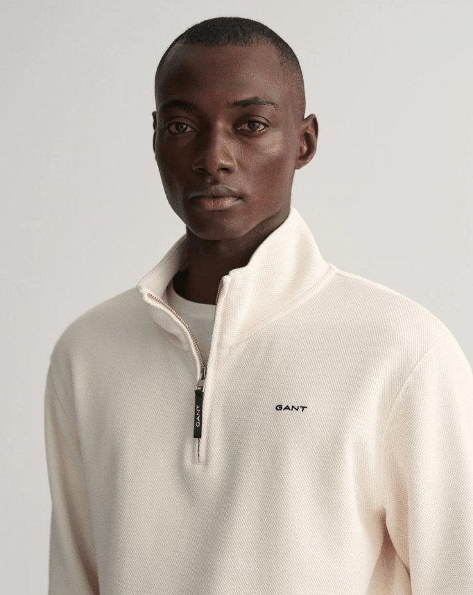 GANT HALF ZIP SWEATER CREAM S