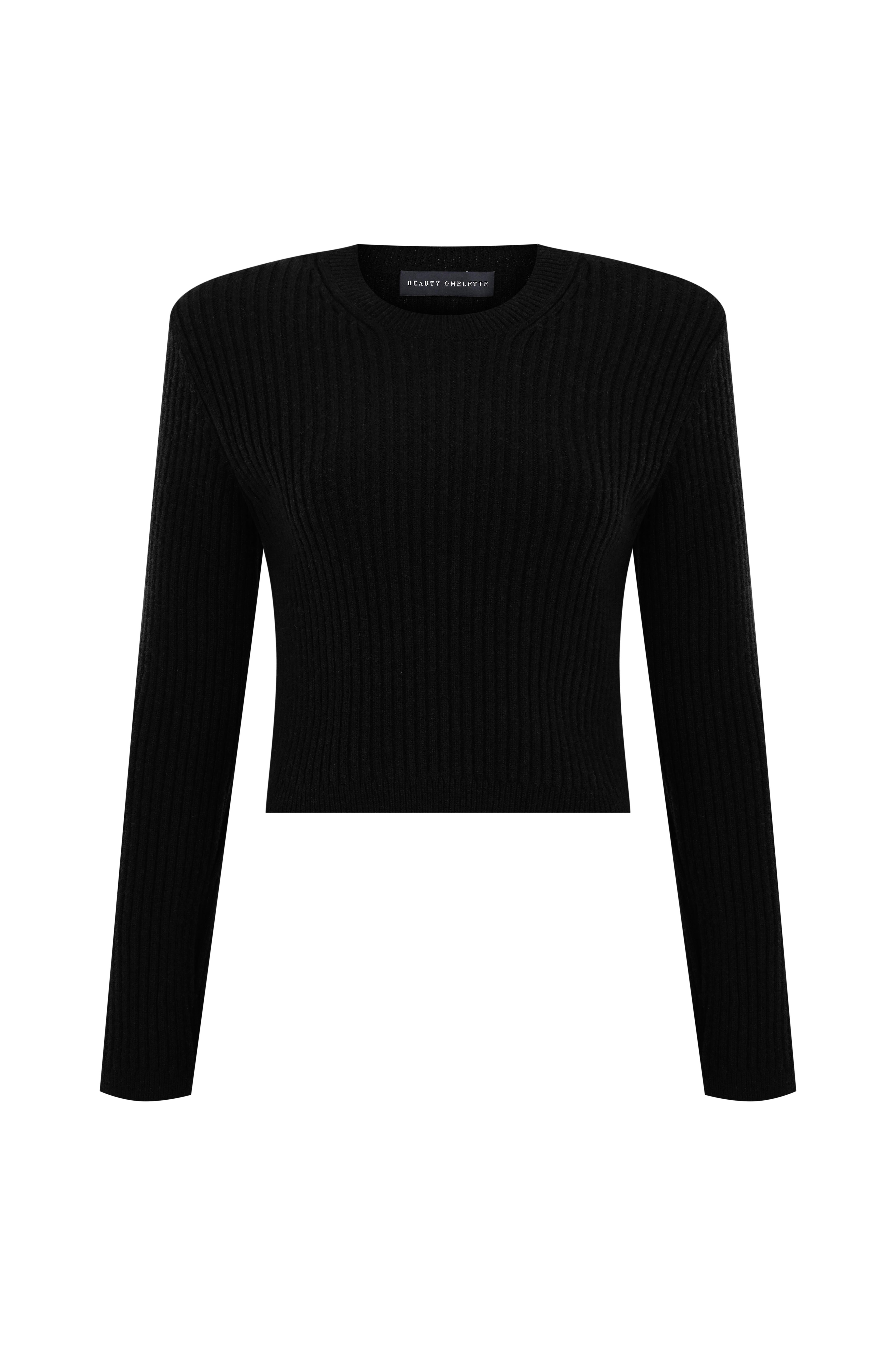 Square Shouldered Short Jumper - Black