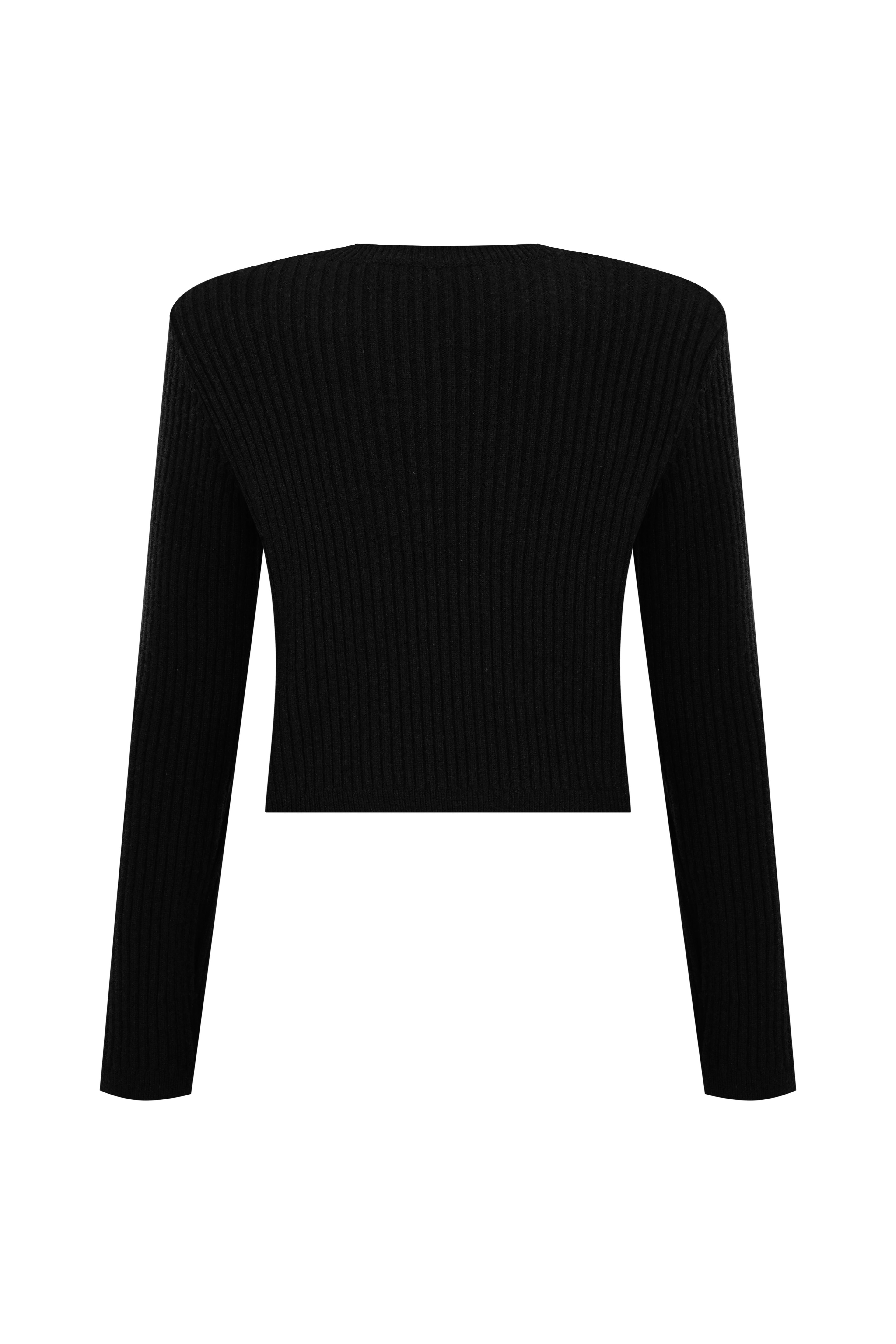 Square Shouldered Short Jumper - Black