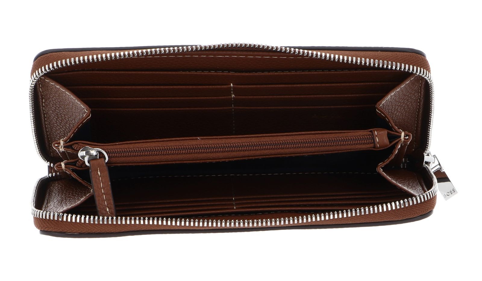 Boss Black Anett Ziparound Brown Wallet with Padded Double B Logo