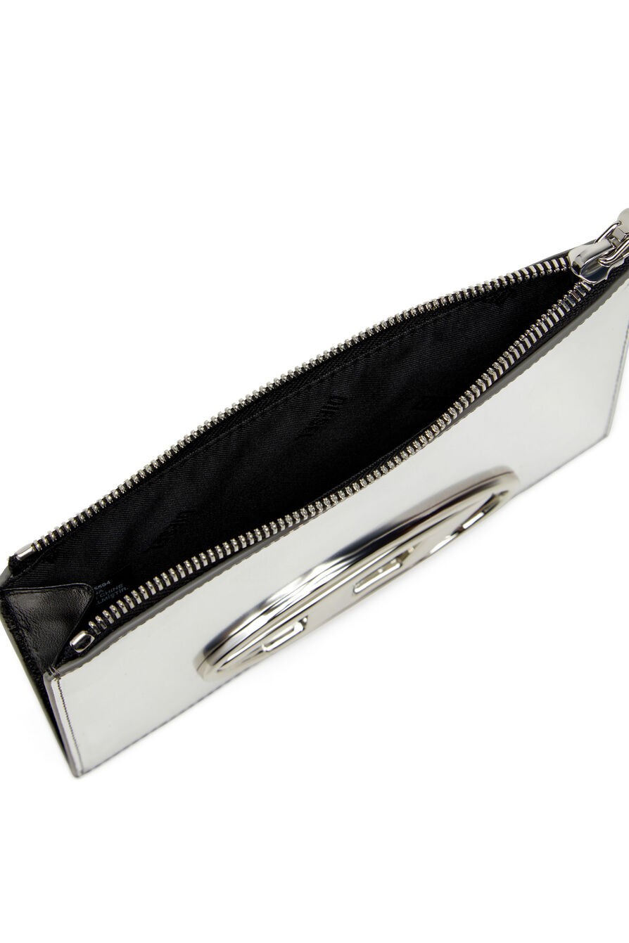 1DR Zipped pouch in silver mirror leather