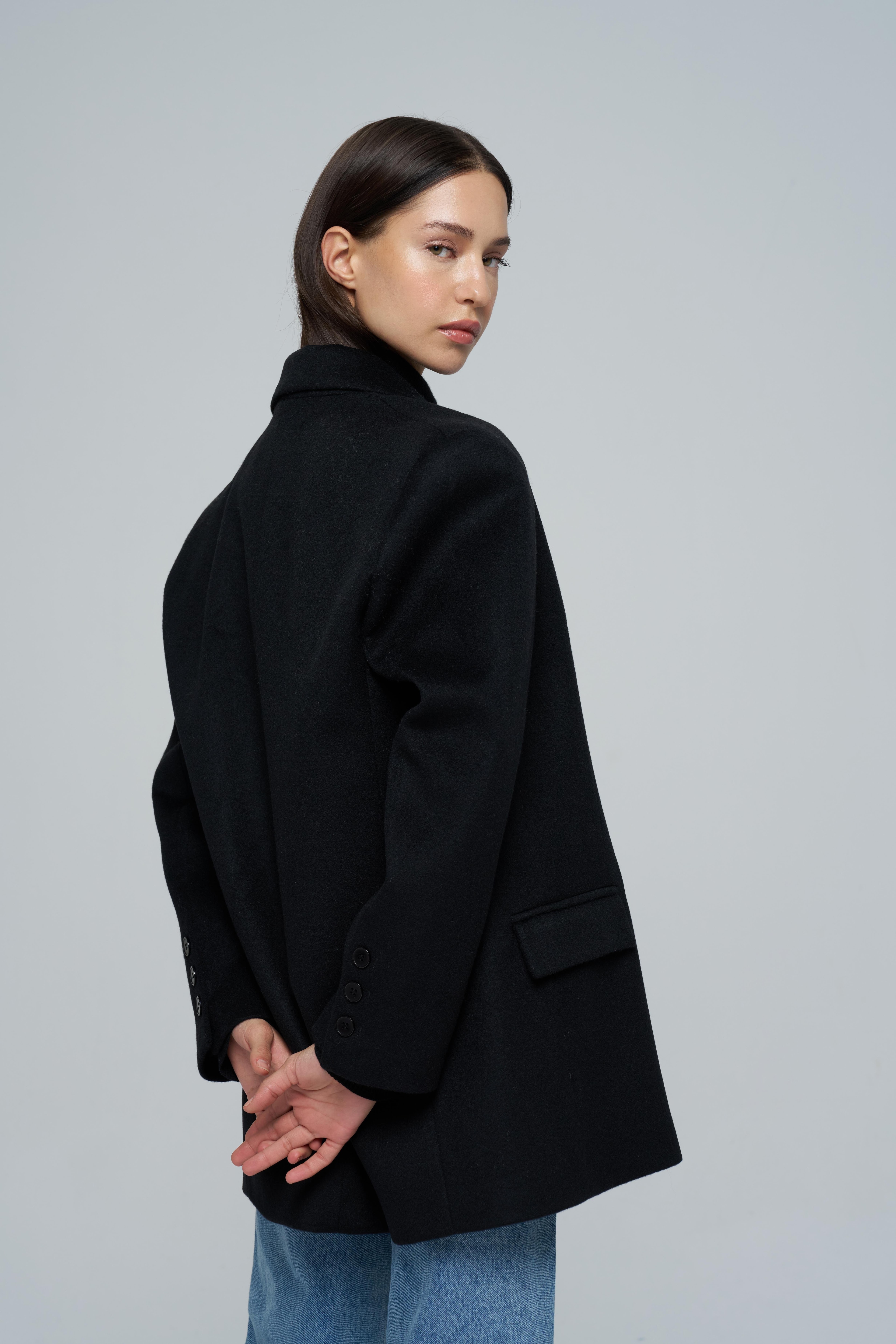 Black Daddy Wool Coat 