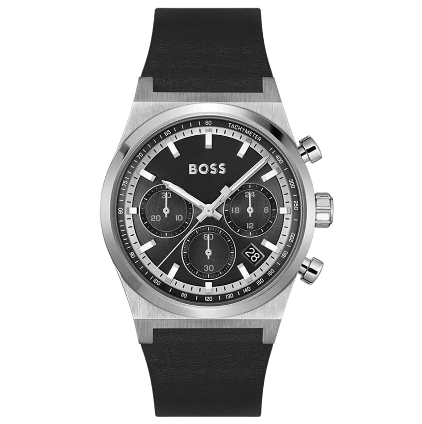 Candor Chronograph Black Leather Men's Watch HB1514218