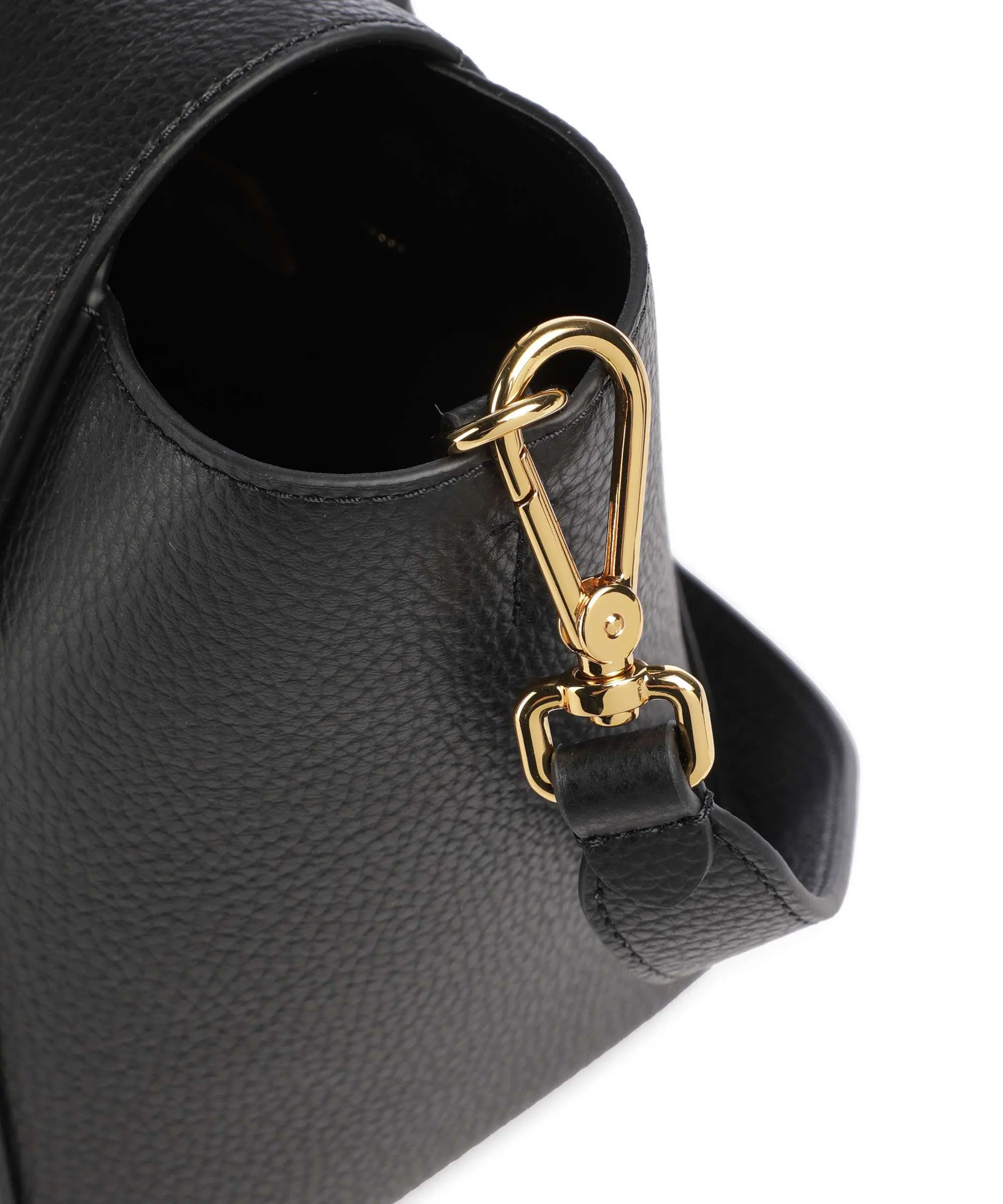 Double Beat Top Handle Black Leather Shoulder Bag E1T8A180201