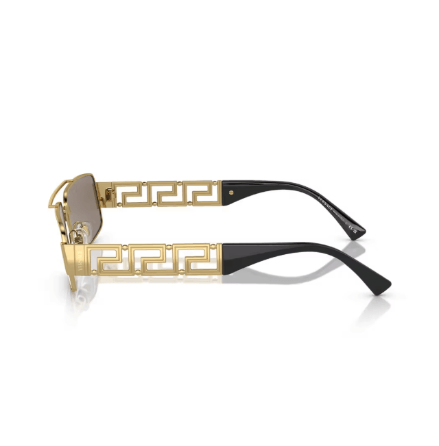 Gold Metal Rectangle Sunglasses 0VE225710025A60