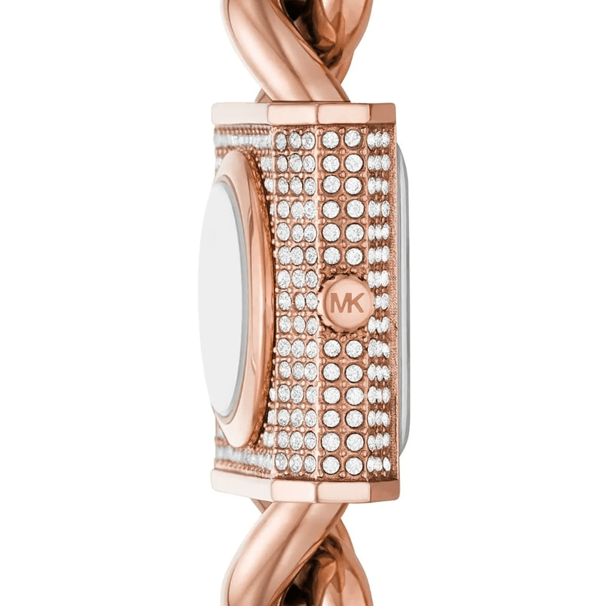 Chain Lock Three-Hand Rose Gold-Tone Stainless Steel Women's Watch MK4827