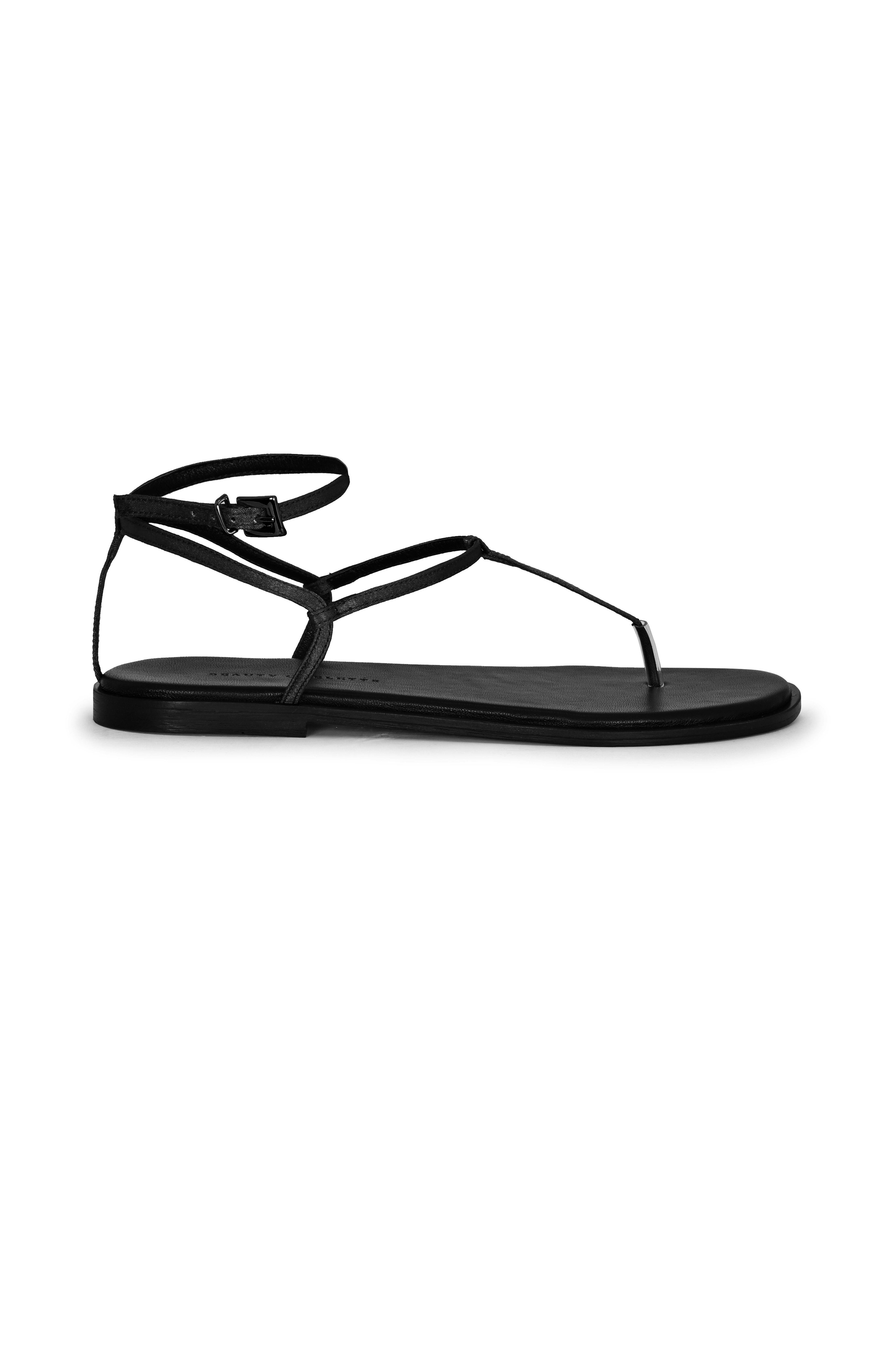 Black Satin Sandals