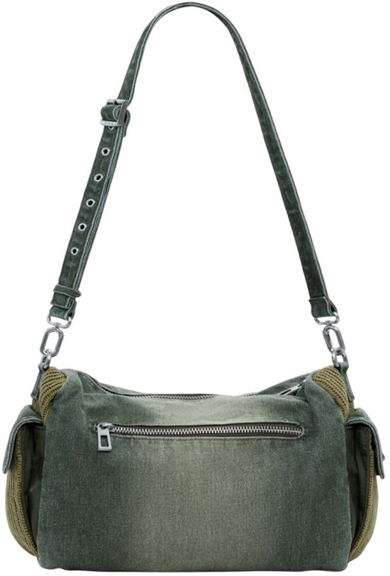 Bravo Hybrid Denim Habana Green Shoulder Bag
