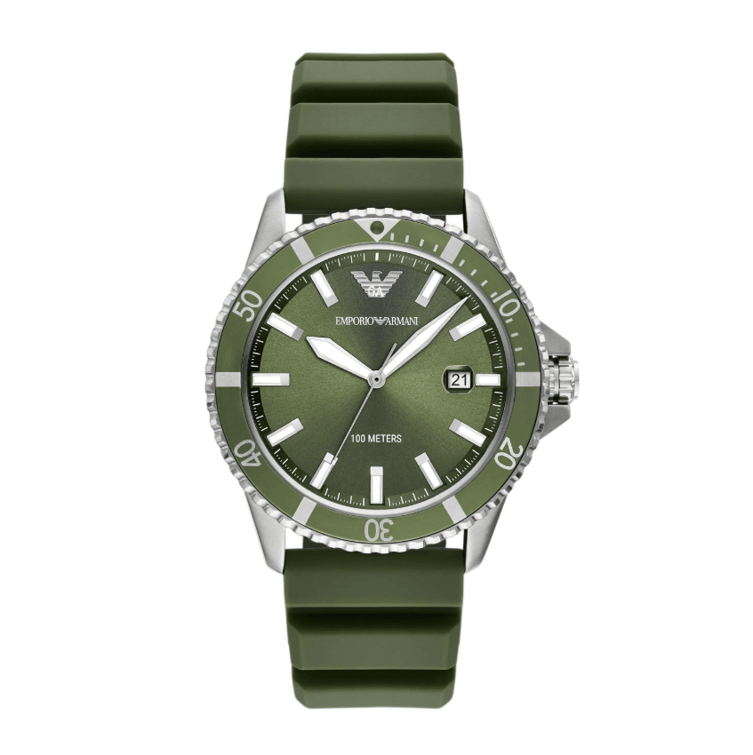 World Explorer Three-Hand Date Green Silicone Men's Watch AR11638