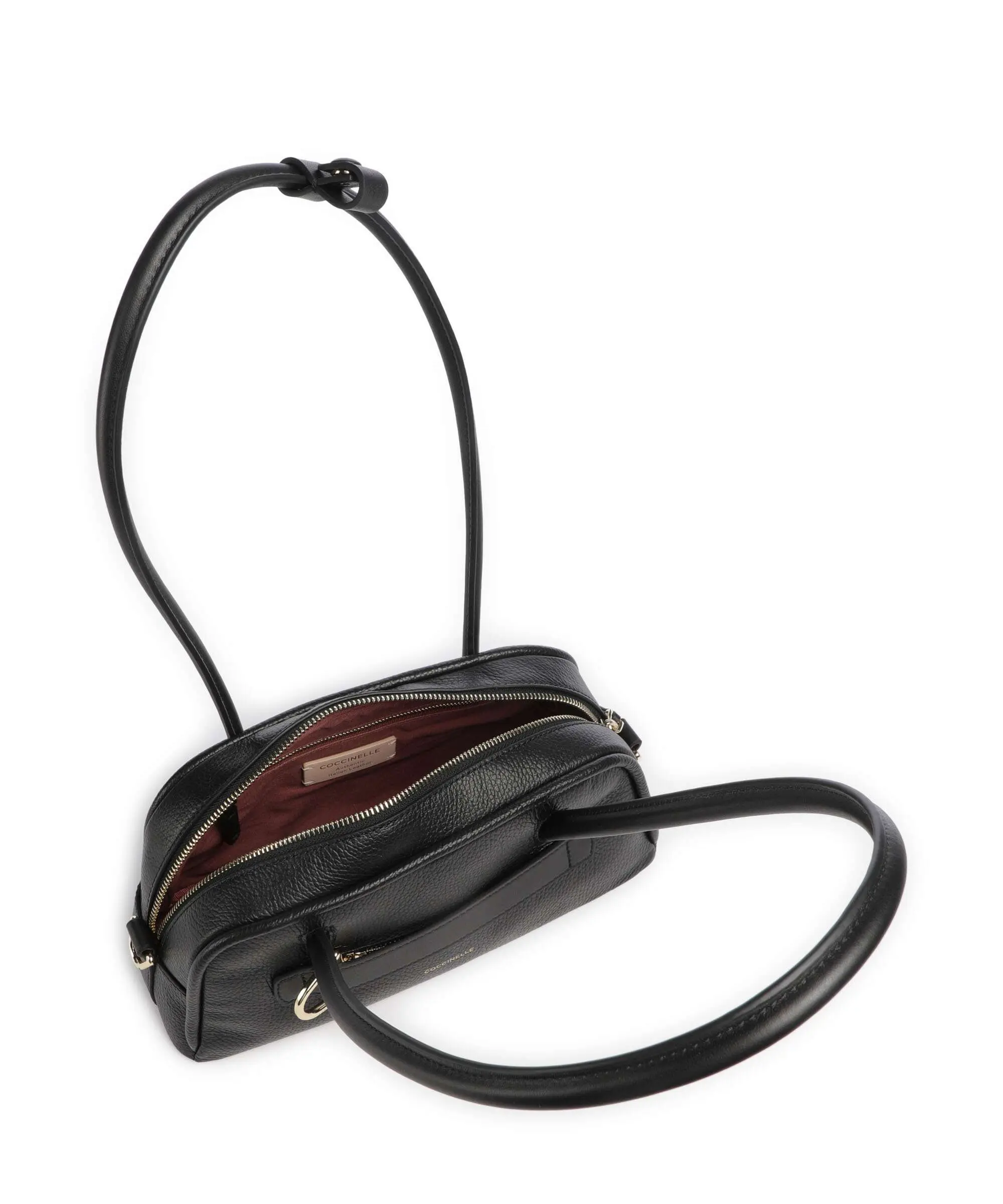 Smooth Black Leather Shoulder Bag E1U4A120201