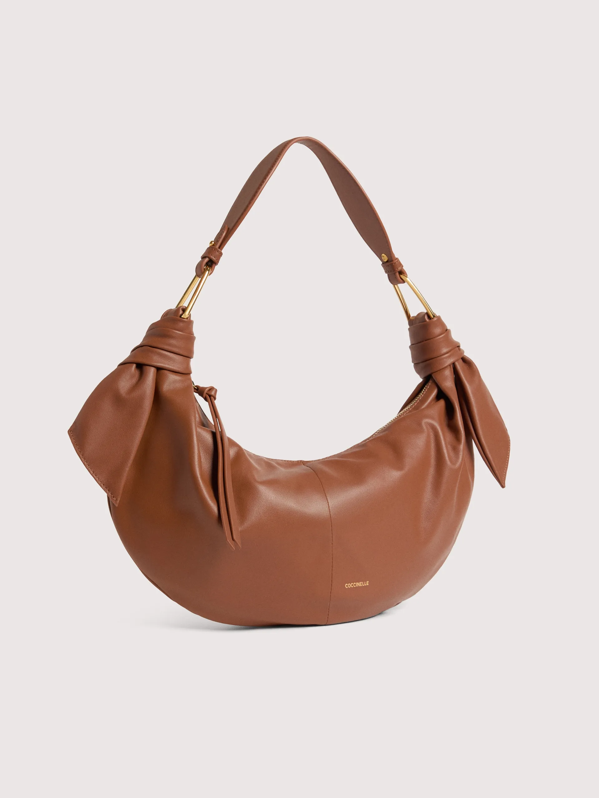 Furoshki Brown Leather Hobo Shoulder Bag E1U1A130201