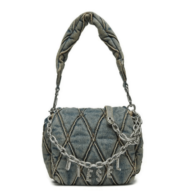 Charm-D Quilted Denim Small Shoulder Bag