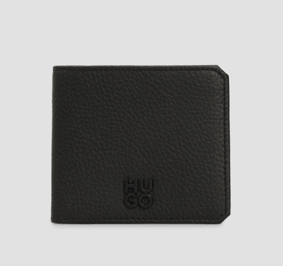 Hugo Red Nesh 8 Hard Black Leather Wallet 1023636601 