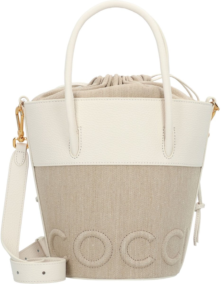 Myrtha Maxi Logo Canvas Natural Blanco White Bucket Bag E1 S91 23 01 01