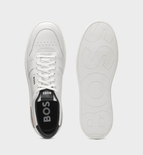 Boss Black Leather Trainers with Signature-Stripe Details 1024994501