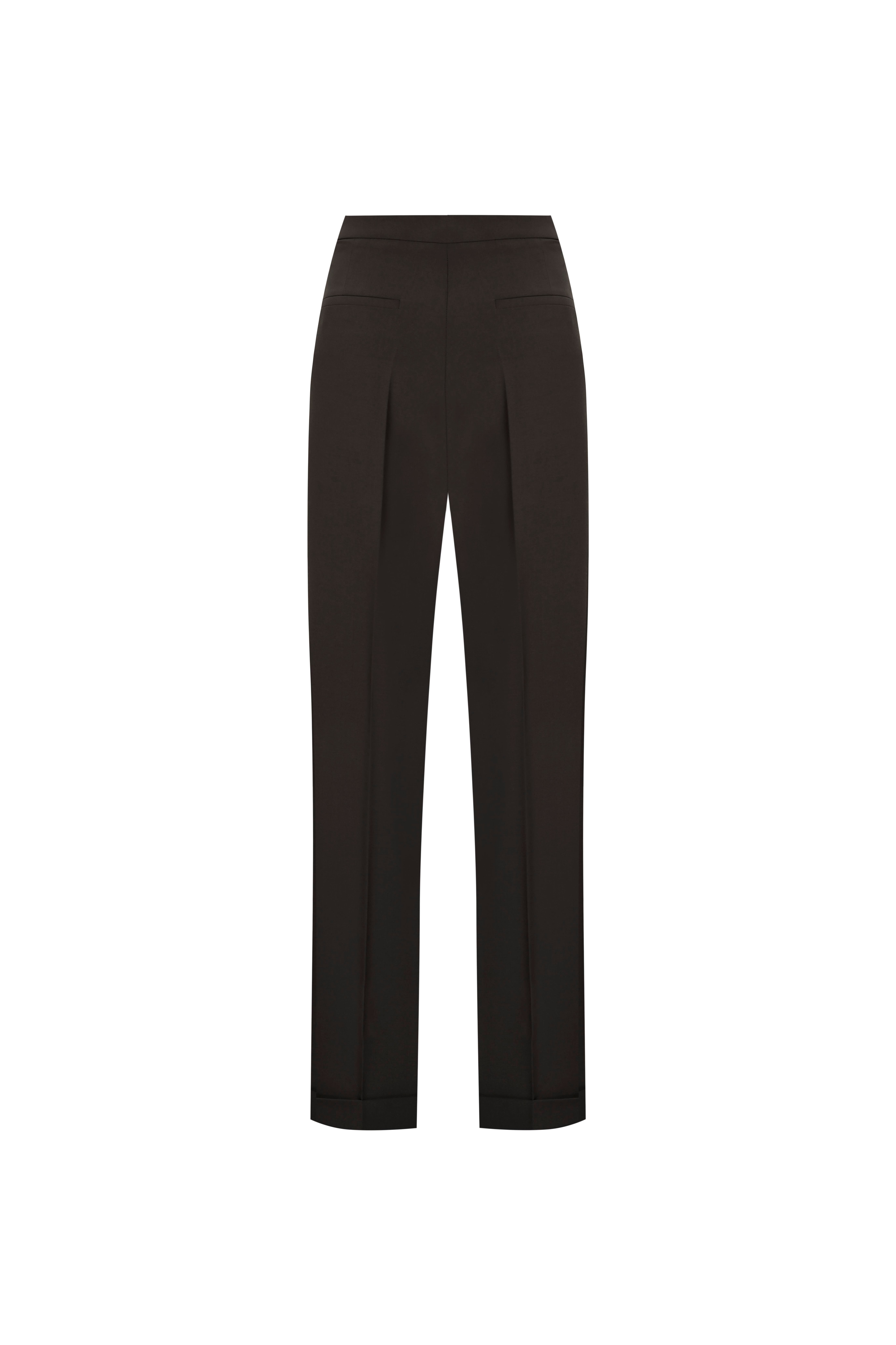 Brown Double Leg Wool Blend Loose Pant 