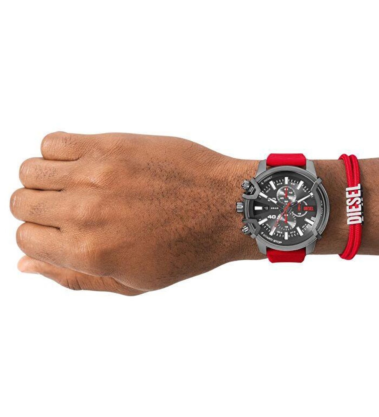 Griffed Red Chronograph Men's Watch with Red Silicone Bracelet DZ4673SET