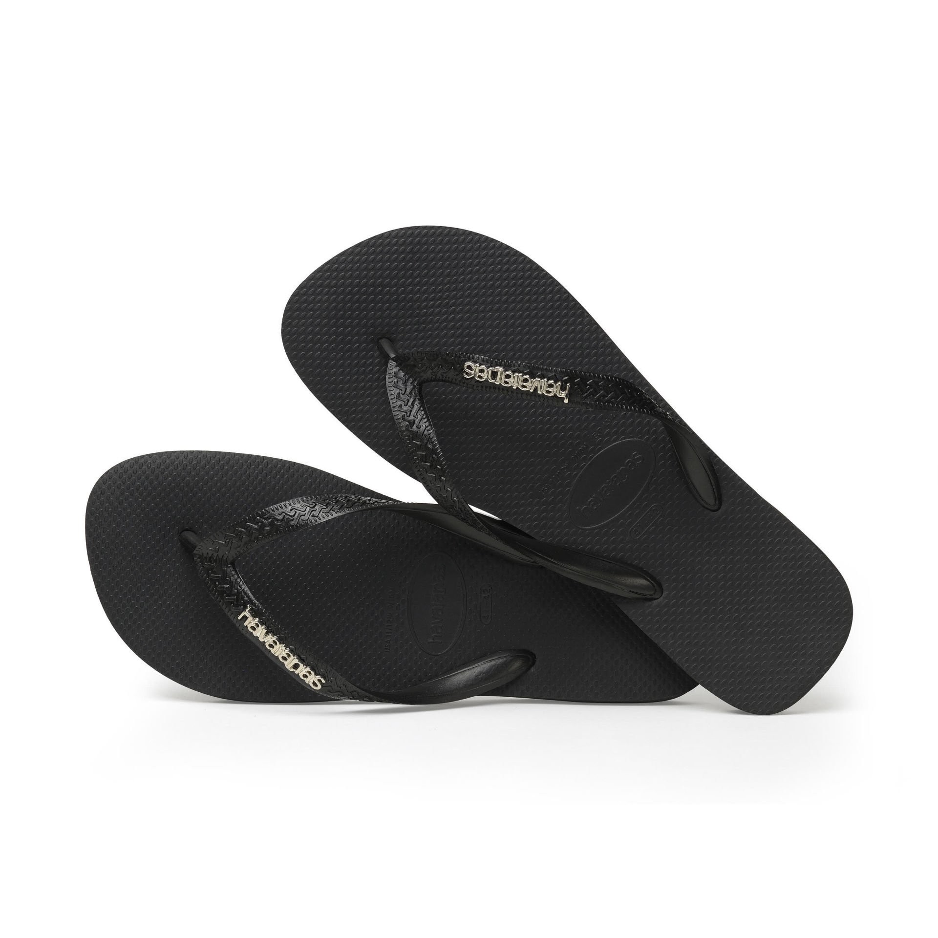 Logo Metallic Flip Flops Black