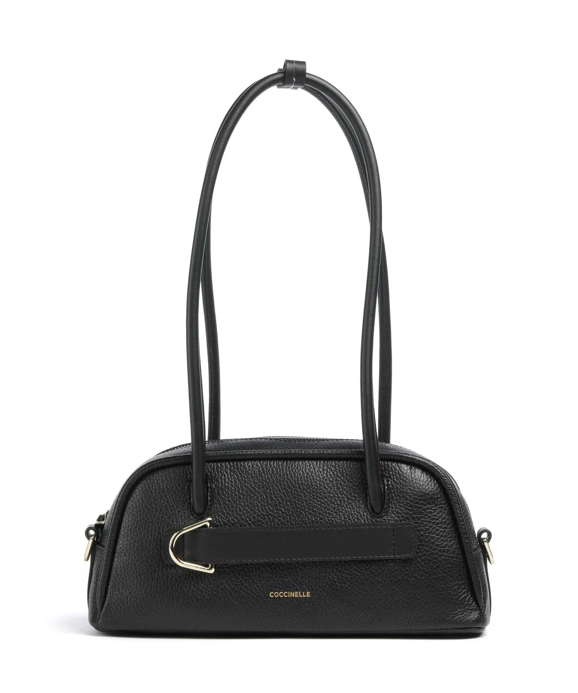 Smooth Black Leather Shoulder Bag E1U4A120201