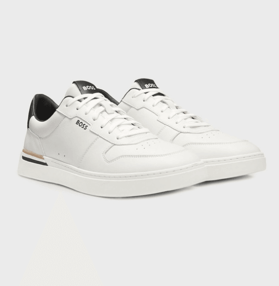 Boss Black Leather Trainers with Signature-Stripe Details 1024994501