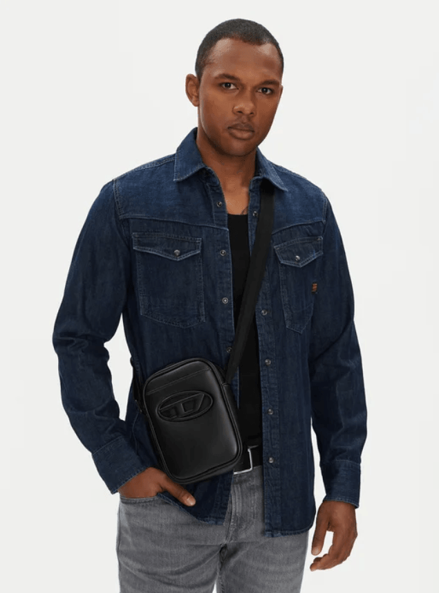 Holi-D Black Leather Crossbody Bag 