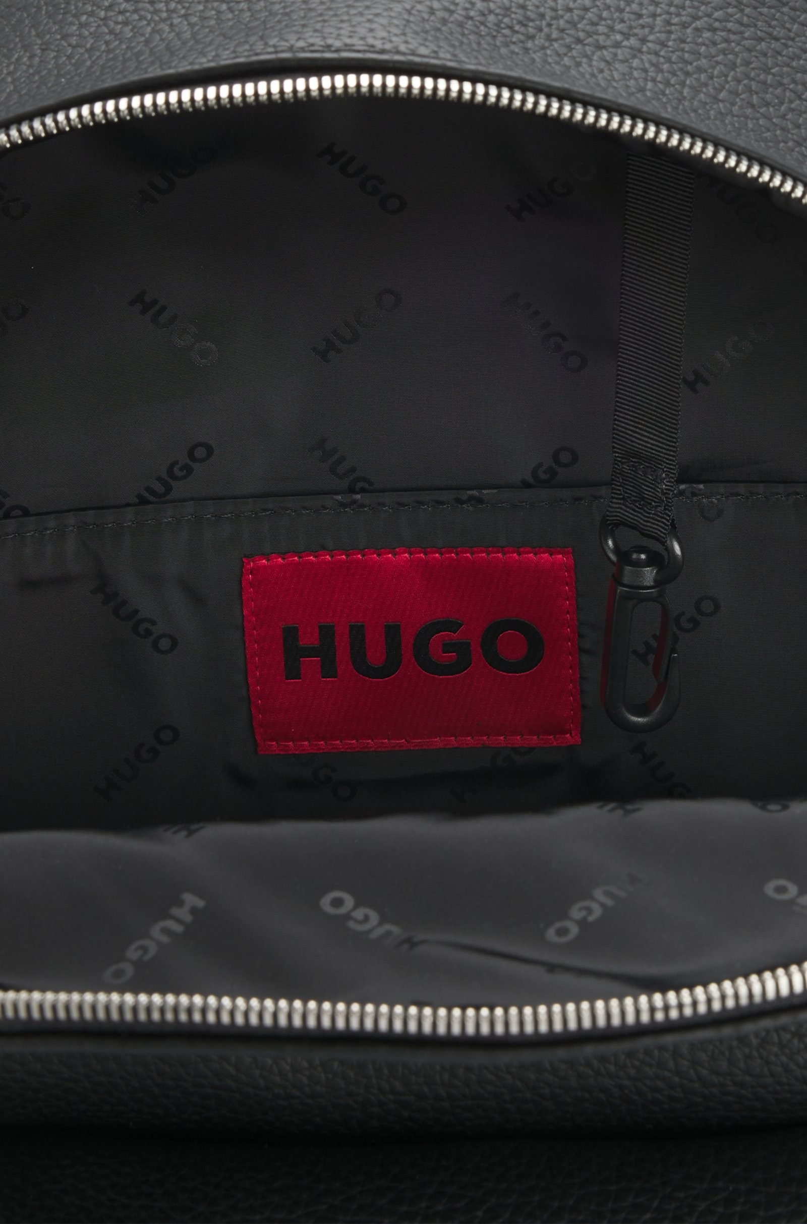 Hugo Red Ethon HI Black Leather Backpack  50535693 