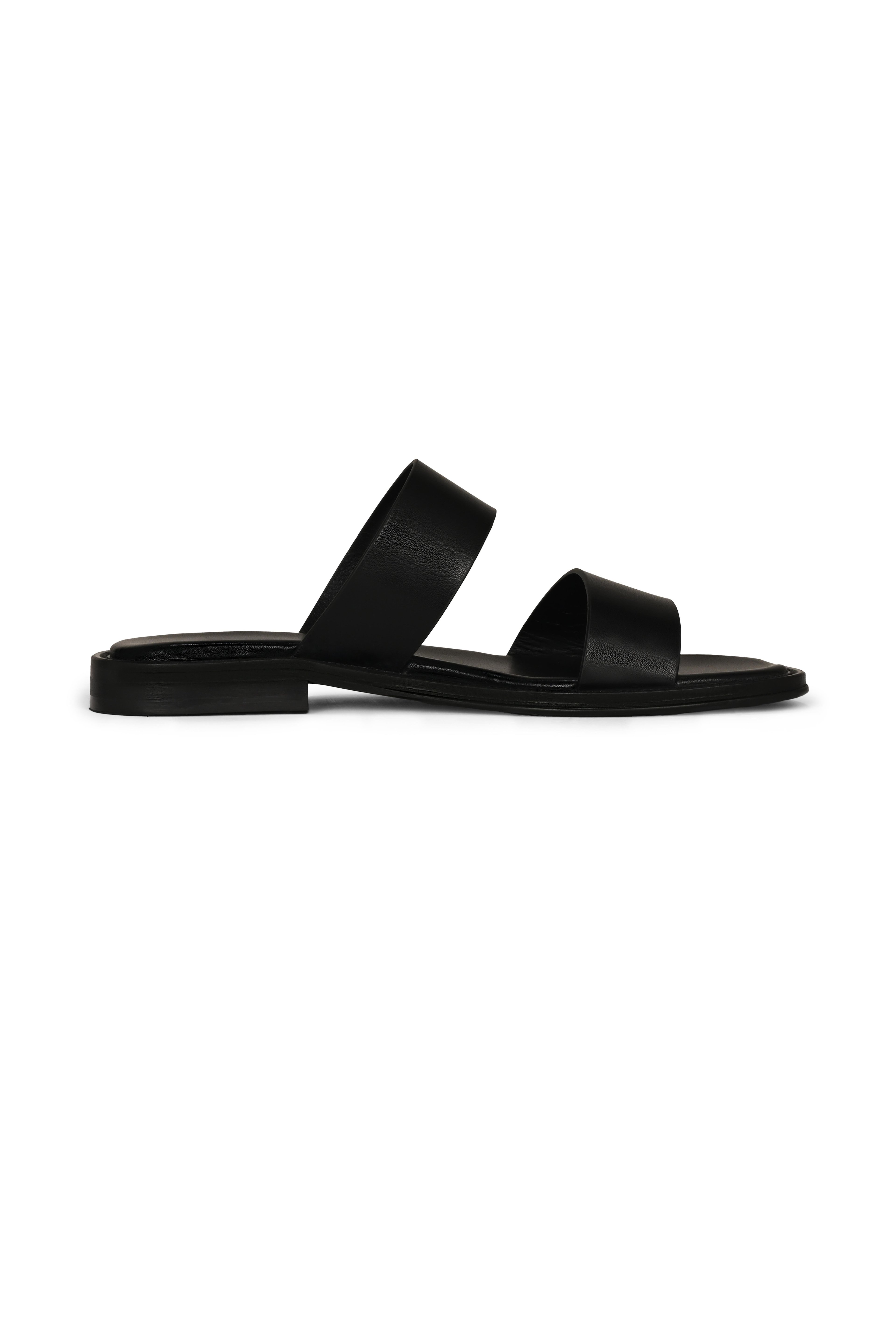 Black Leather Slippers