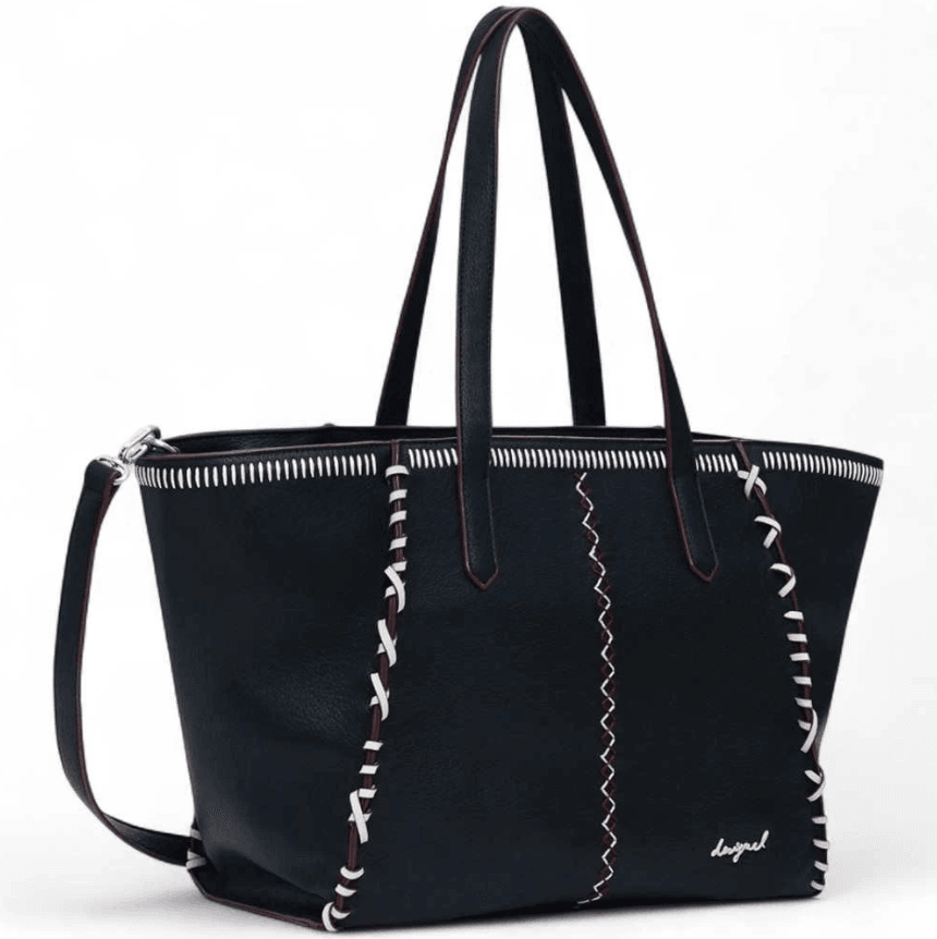Manhattan Pespuntes Guimar Black Shoulder Bag 