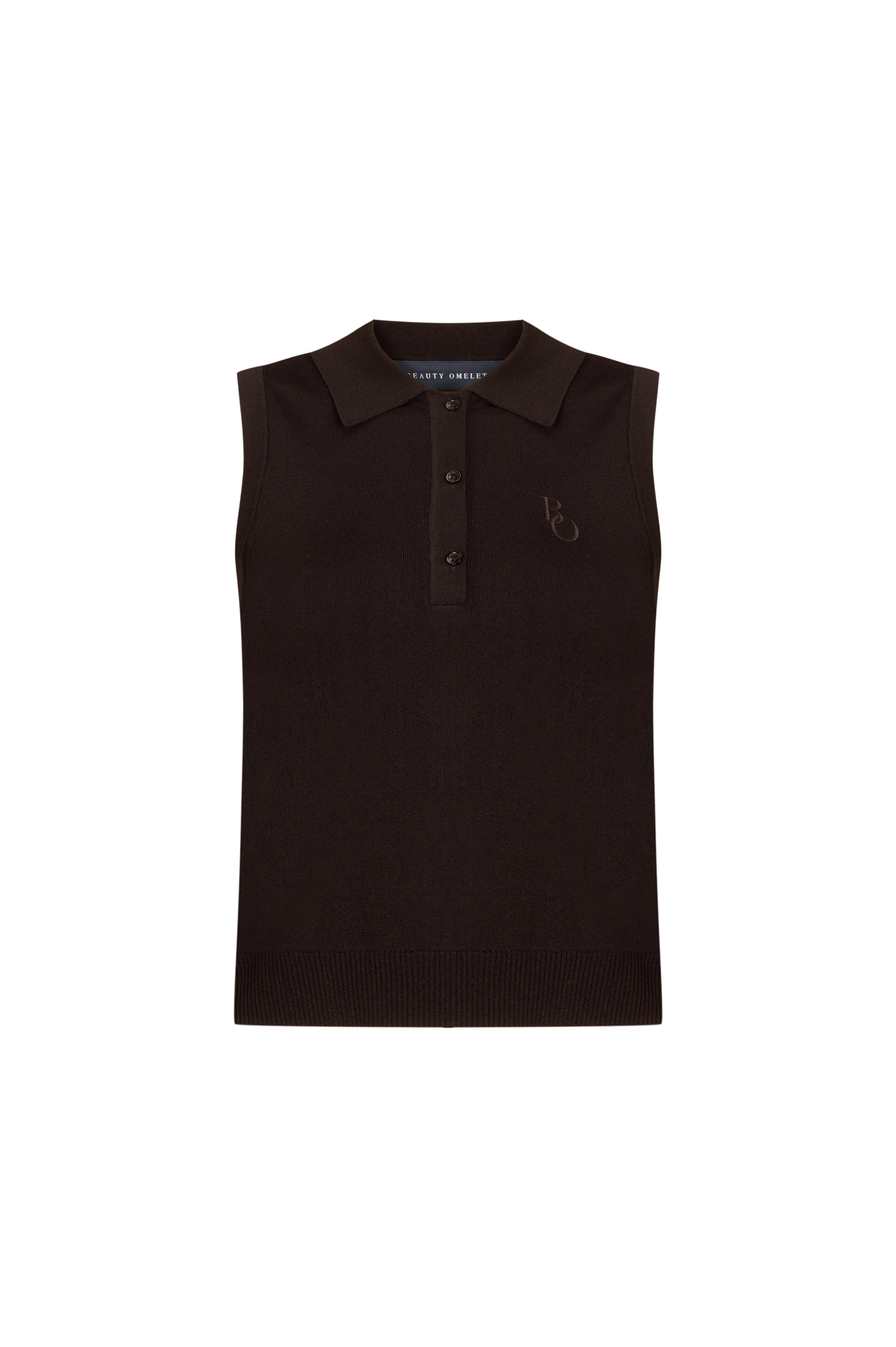 Sleeveless Polo - Brown