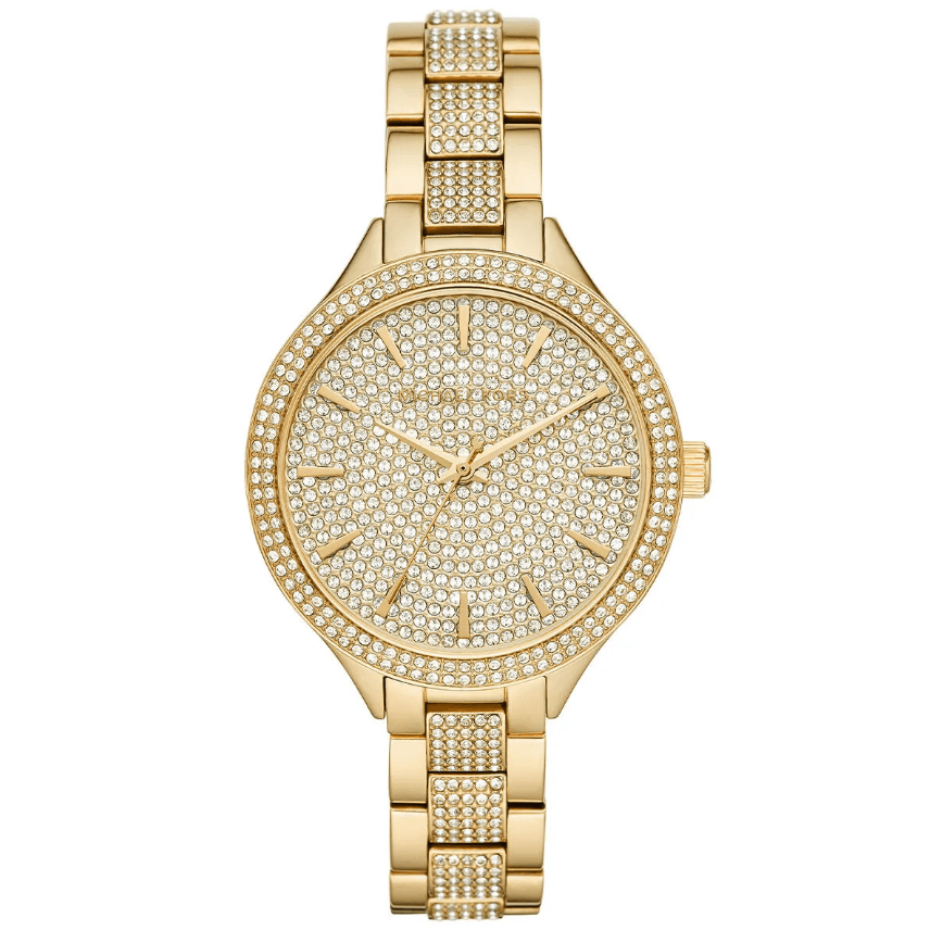 Crystal Gold Tone Stainless Steel Women's Watch MK3632