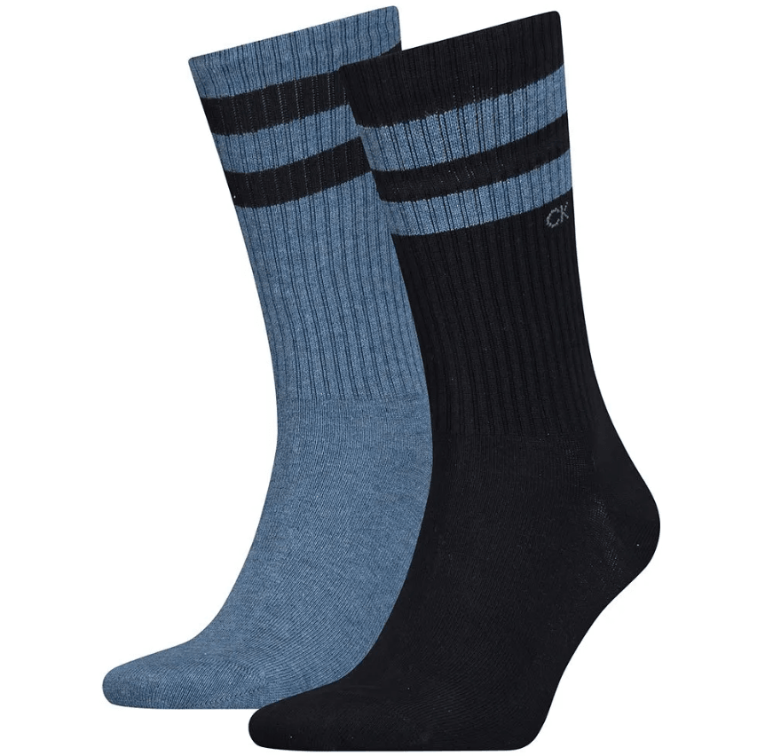 Striped Socks Mid 2P Mid Denim Grey Melange