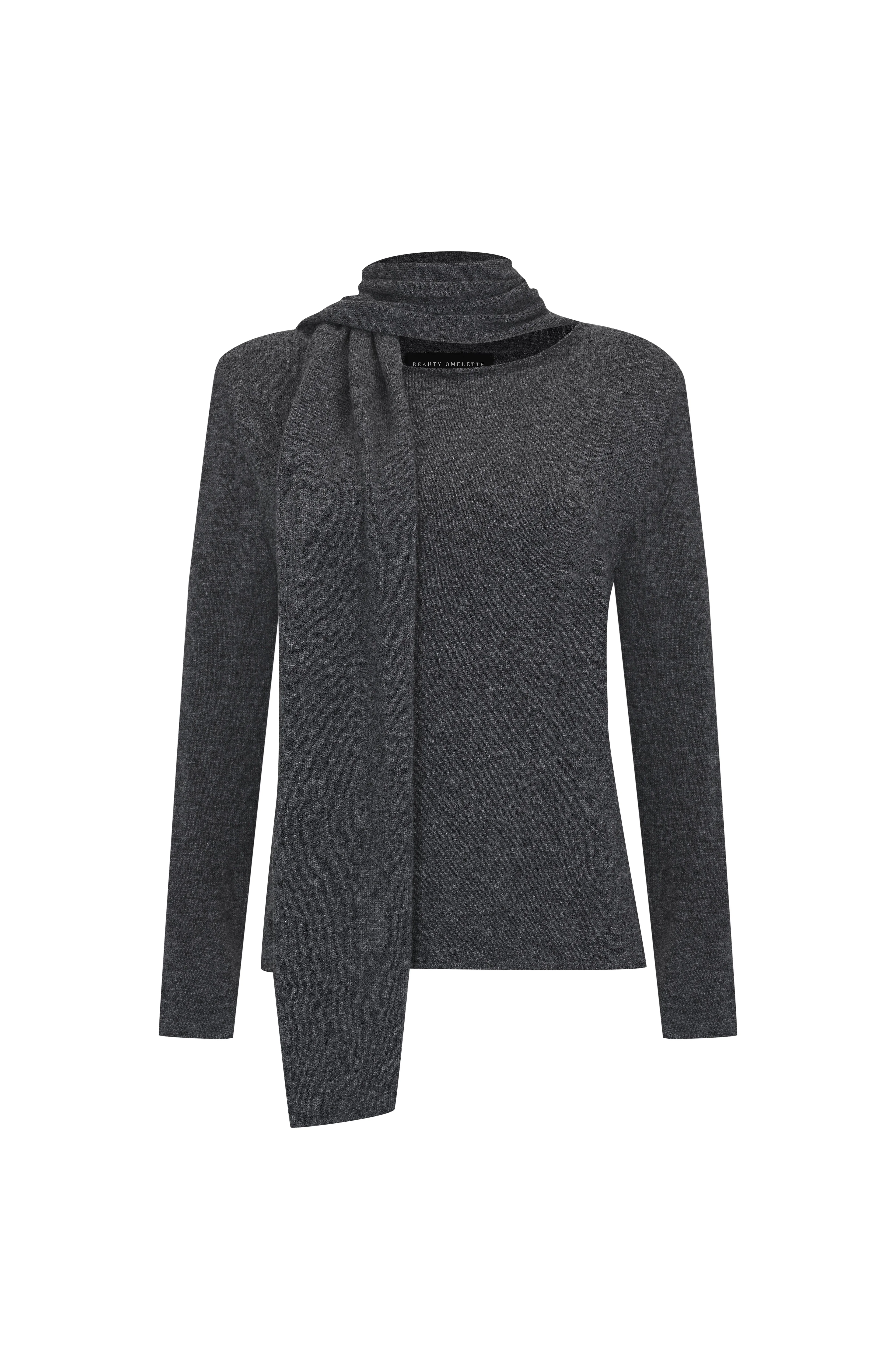 Knitwear with Scarf Detail  - Anthracite