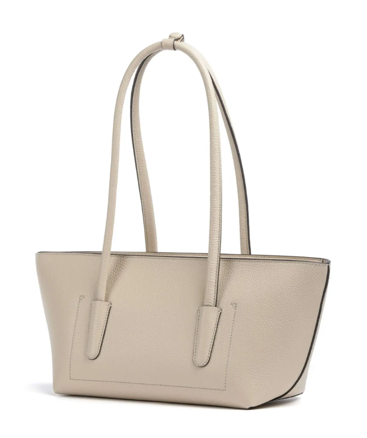 Double Beat Cream Leather Shoulder Bag E1T8A110301