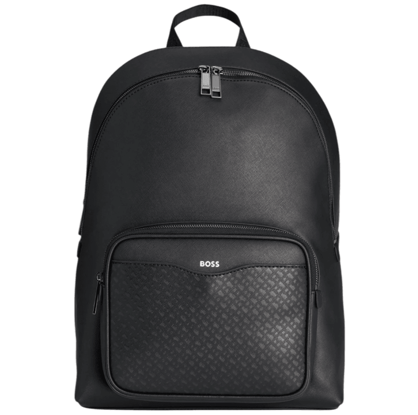 Boss Black Monogram Patterened Black Leather S/M Backpack 1024744901 