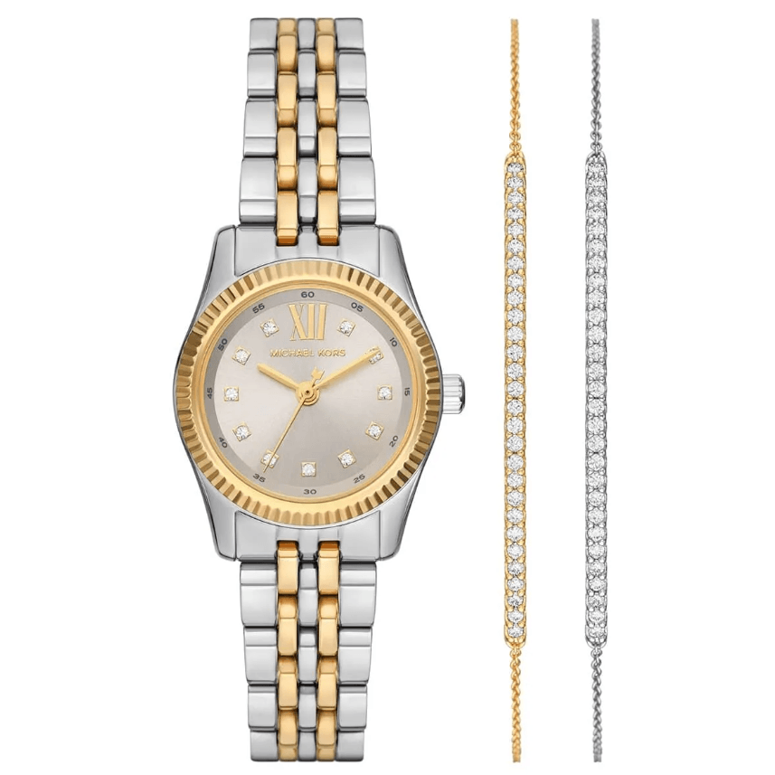 Lexington Pavé Two-Tone Watch and Slider Bracelet Gift Set MK4815SET 