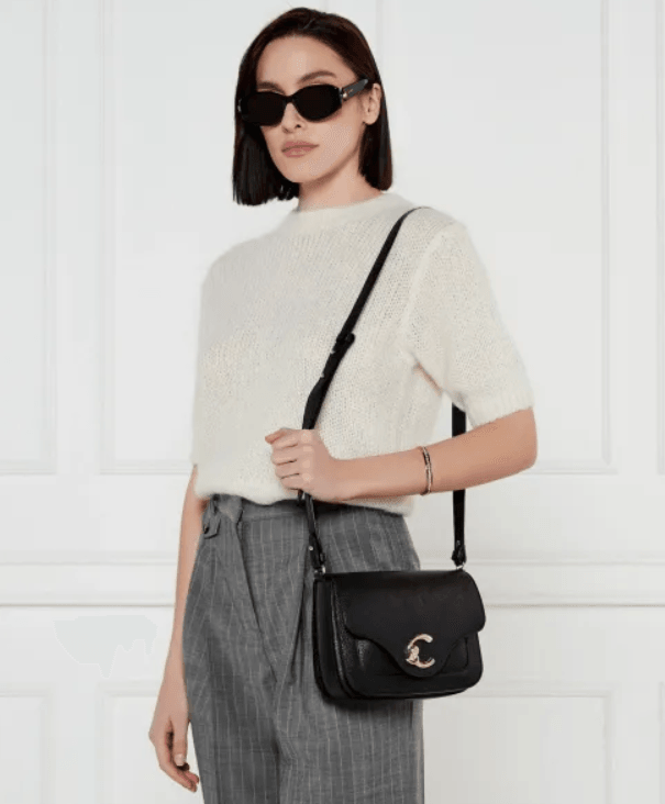 C-Me Black Leather Shoulder Bag E1SSL150101