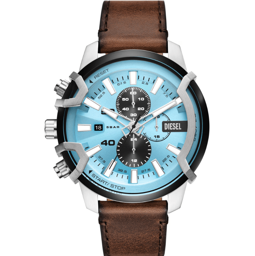 Griffed Chronograph Leather Brown / Blue Men's Watch DZ4656