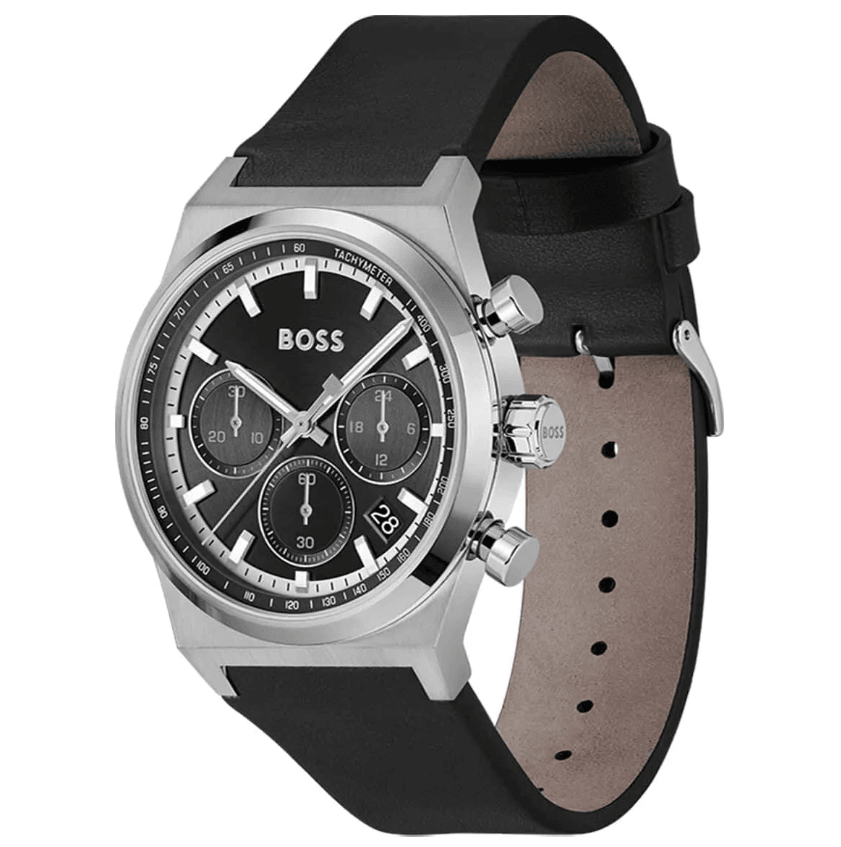 Candor Chronograph Black Leather Men's Watch HB1514218