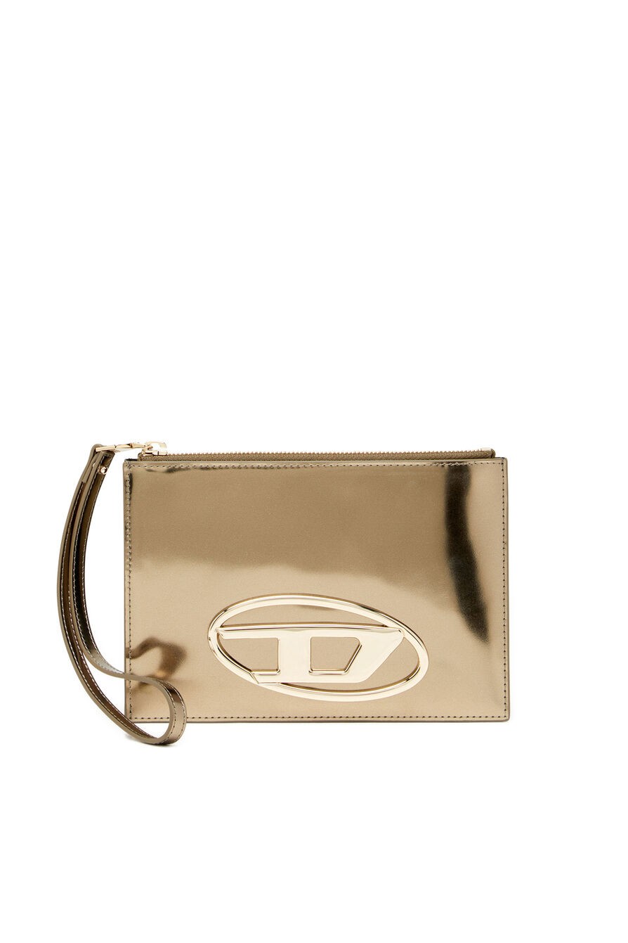 1DR Zipped pouch in gold mirror leather