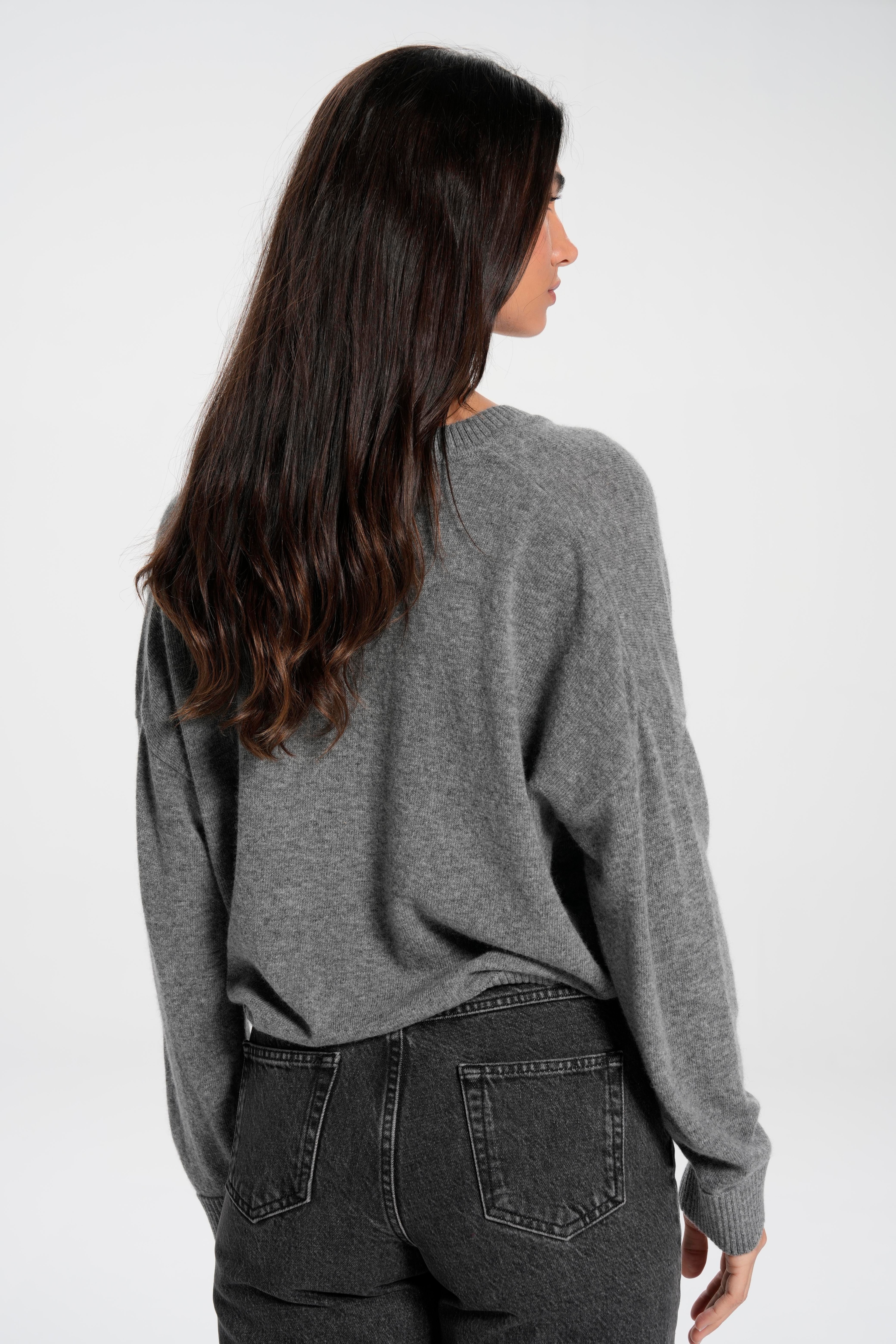 Loose Fit V Neck Wool Jumper