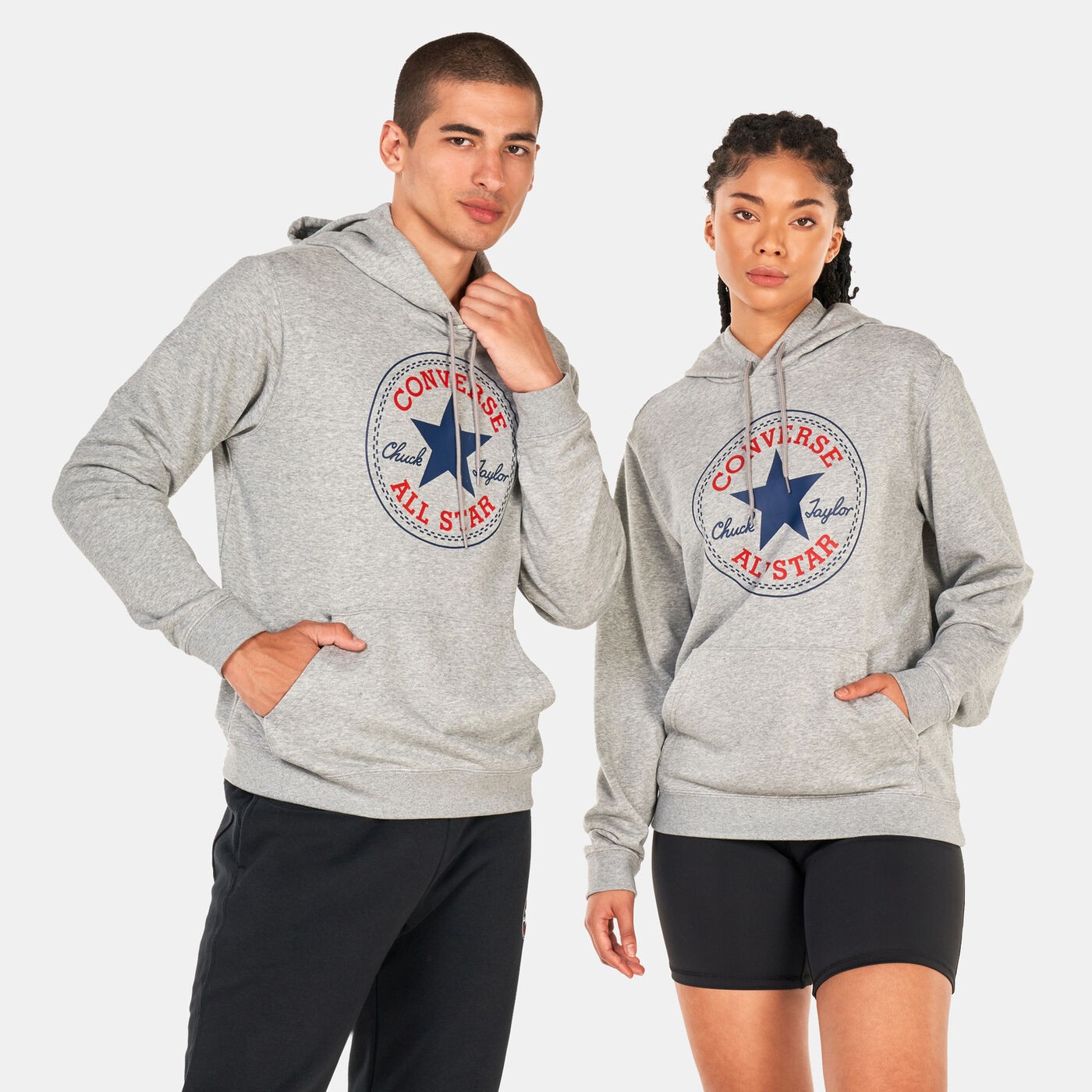 Standard Fit Center Front Large Chuck Patch Core Grey Unisex Sweatshirt