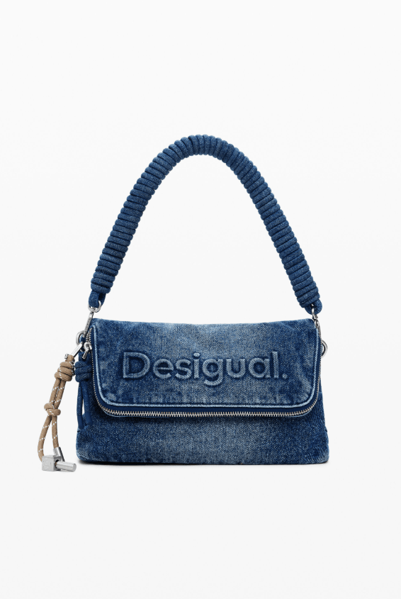 Half Logo U Denim Shoulder Bag